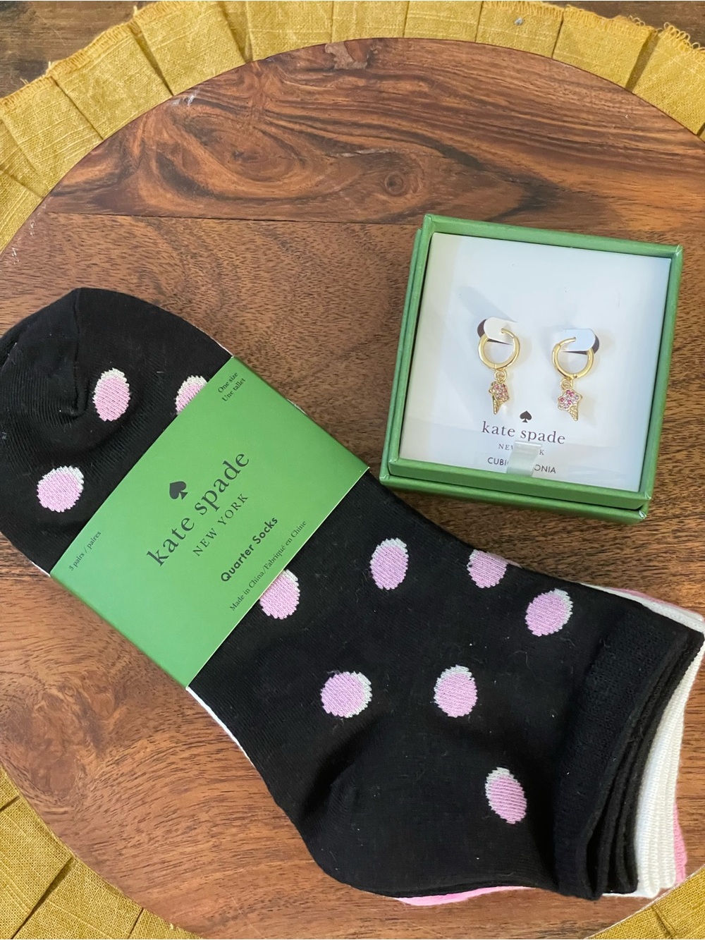 KATE SPADE 3 Pair Socks & Ice Pop Earring Bundle